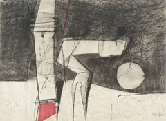 Untitled by Benoît Gilsoul, 1973, charcoal and marker on paper, sold Nov 2020