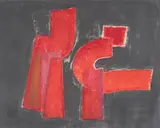 Untitled (Red on black) by Benoît Gilsoul, 1976, charcoal and pastel on paper, sold Nov 2020