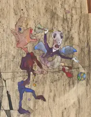 Eh Bien! by Benoît Gilsoul, gouache, ink, and charcoal on paper, sold Nov 2020