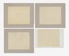 Group, four (4) works on paper by Benoît Gilsoul, 1980, pencil on paper, sold Nov 2020