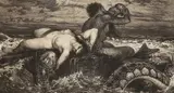 'Idylle Sur Mer' after Arnold Böcklin by Józef Hecht, etching, sold Nov 2020