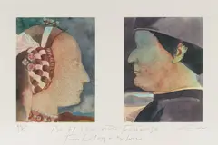 Double Portrait, Barista & Federigo by Milton Glaser, lithograph, sold Nov 2020