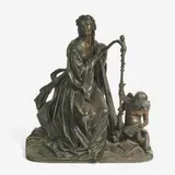 Muse with Harp and Putto by Jean-François-Théodore Gechter, 1843, bronze with artist applied dark patina, sold Nov 2020