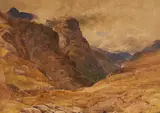 Untitled (Mountain ridge) by William Bennett, 1856, watercolor on artists board, sold Nov 2020