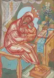 Untitled (Mother and Child) by Rostislas Loukine, 1944, gouache on masonite, sold Nov 2020