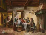 Dutch Tavern by Johann Hendrik Haanstra, oil on canvas (unstretched), sold Nov 2020