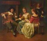 The Letter Reading by Curt (Kurt) A. Landwehr, oil on canvas (unstretched), sold Nov 2020