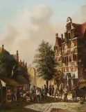 Dutch Town by Johann Hendrik Haanstra, oil on canvas (unstretched), sold Nov 2020
