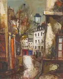 Back Street in Paris by Manuel Monton Bunuel, oil on canvas, sold Nov 2020