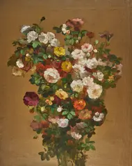 White Roses on Gold by Josef Konečný, oil on canvas (unstretched), sold Nov 2020