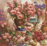 Roses by the Window by Kuong Hoi Leng, oil on canvas ( unstretched), sold Nov 2020