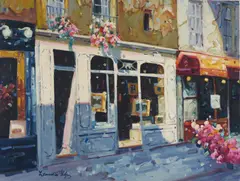 The Gallery on the Left Bank by Lisandro Lopez Baylon, oil on canvas (unstretched), sold Nov 2020