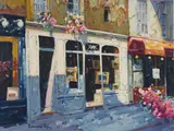 The Gallery on the Left Bank by Lisandro Lopez Baylon, oil on canvas (unstretched), sold Nov 2020