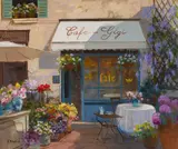 Café GiGi by Maria Serafina, oil on canvas (unstretched), sold Nov 2020