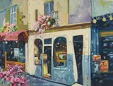 The Gallery on the Left Bank of Paris by Lisandro Lopez Baylon, oil on canvas (unstretched), sold Nov 2020