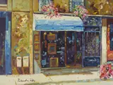 The Gallery Window by Lisandro Lopez Baylon, oil on canvas (unstretched), sold Nov 2020