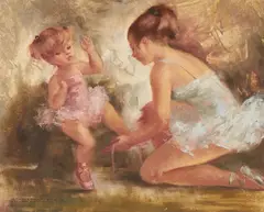Ballet Class by Montserrat Barta, oil on canvas (unstretched), sold Nov 2020
