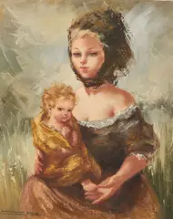 Young Mother by Montserrat Barta, oil on canvas (unstretched), sold Nov 2020