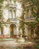 Fountain in a Courtyard by Pierre Latour, oil on canvas (unstretched), sold Nov 2020