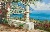 Mediterranean View by Pierre Latour, oil on canvas (unstretched), sold Nov 2020