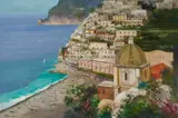 Positano by Vincenzo Laricchia, oil on canvas (unstretched), sold Nov 2020