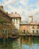 The Gondola Rider by Pierre Latour, oil on canvas (unstretched), sold Nov 2020