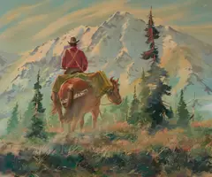 Mountail Trail by Phil Tyler, 1980, oil on canvas (unstretched), sold Nov 2020