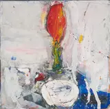 Untitled (Composition I) by Robert Baribeau, oil and mixed media on canvas, sold Dec 2020