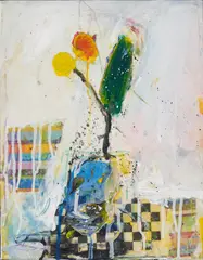 Untitled (Composition II) by Robert Baribeau, oil and mixed media on canvas, sold Dec 2020