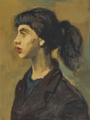 Portrait by Raphael Soyer, oil on canvas, sold Dec 2020