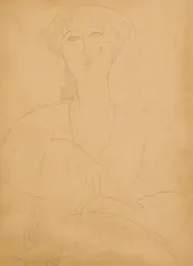 Buste de Jeune Fille by Amedeo Modigliani, pencil on paper, sold Dec 2020