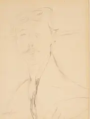 Portrait d'un Jeune Honne by Amedeo Modigliani, 1917, pencil on paper, sold Dec 2020