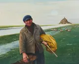 Shepherd by Reynolds Thomas, 1971, oil on canvas, sold Dec 2020