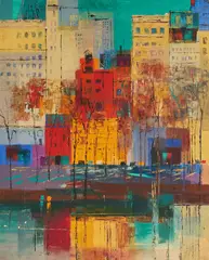 New York Scene by László Ney, oil on canvas, sold Dec 2020