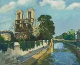 Untitled (Notre Dame) by Constantine Kluge, oil on canvas, sold Dec 2020