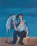 Buffone e Cavallo by Carlo Canevari, oil on board, sold Dec 2020