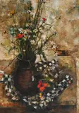Fleurs au Pot Noir by Michel de Gallard, oil on canvas, sold Dec 2020