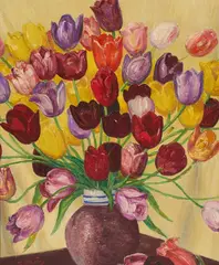 Bouquet of Tulips by Léon Detroy, oil on canvas, sold Dec 2020
