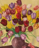 Bouquet of Tulips by Léon Detroy, oil on canvas, sold Dec 2020