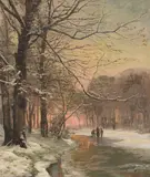 Winter by Anders Andersen-Lundby, oil on canvas mounted to masonite, sold Dec 2020