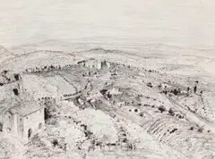 Tuscany by Lloyd Rees, 1966, pencil, pen and ink on paper, sold Apr 2019