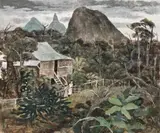 Glass House Mountains by Ray Crooke, c.1962, oil on composition board, sold Apr 2019