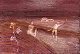 Burke And Camel With Mother And Child by Sidney Nolan, 1967, wax crayon and fabric dye on paper on board, offered Apr 2019