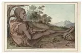 Sauvage De L’Île Van Diemen (Détroit De D’Entrecasteaux) by Nicolas-Martin Petit, early 1802, probably late January or early February ink, watercolour and gouache on lightly tinted blue laid paper, sold Nov 2018