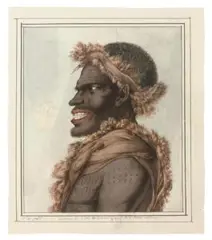 Sauvage De L’Île Van Diemen (Canal De D’Entrecasteaux) by Nicolas-Martin Petit, early 1802, probably, ink, watercolour and gouache on lightly tinted blue paper, sold Nov 2018