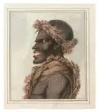 Sauvage De L’Île Van Diemen (Canal De D’Entrecasteaux) by Nicolas-Martin Petit, early 1802, probably, ink, watercolour and gouache on lightly tinted blue paper, sold Nov 2018