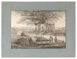 (A Scene In The Cemetery In The Hills Behind Kupang) by Charles Alexandre Lesueur, August – November 18, pen, ink and graphite on laid paper a framing mount of blue-grey paper applied over the paper sheet, sold Nov 2018