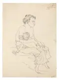 (Full–Length Portrait Of A Timorese Woman Holding Her Baby) by Nicolas-Martin Petit, August – November 18, pen and ink portrait in outline on laid paper with armorial watermark with fleur-de-lys design, sold Nov 2018