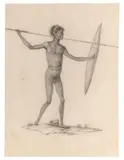 (Aboriginal Warrior With Spear) by Nicolas-Martin Petit, June – November 1802, pen, ink and graphite on laid paper with armorial watermark with fleur-de-lys, sold Nov 2018
