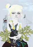 Girl #7 by Del Kathryn Barton, 2004, synthetic polymer paint, watercolour, gouache and ink on polyester canvas, sold Nov 2018